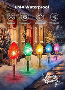 Strawberry Jumbo C9 Christmas Pathway Lights Outdoor - 2 Pack Total 17 Feet 10 LED C9 Christmas Lights, Jumbo Bulb Outdoor Decorations for Yard Lawn Holiday Outside by GreenHaven Gardens