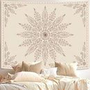 Fowocu Boho Floral Mandala Tapestry for Bedroom Aesthetic Bohemian Flower Wall Tapestry Beige Hippie Indian Extra Large Tapestries Wall Hanging for Living Room Dorm Decor 90 x 68 Inch by CozyNest Decor
