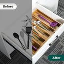Utoplike Acacia Kitchen Drawer Organizer Expandable, Large Utensils and Cutlery Tray, Adjustable Silverware Divider for Knives Flatware by CozyNest Decor