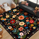 Floral 6x9 Area Rug Machine Washable Soft Print Boho Carpet Non Slip Doormat Low Pile Flower Area Rugs for Living Room Bedroom Nursery Kitchen Dining Room Indoor-Black by TinyTreasures Baby Boutique