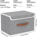 Yawinhe Collapsible Storage Bin, Cube Organizer Basket, Fabric Box with Lids, Washable and Leather Handle, for Home, Closet, Grey, 15.0''Lx9.8''Wx9.8''H, 5-Pack, USNK024GL-5 by TinyTreasures Baby Boutique