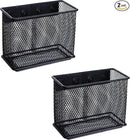 dedoot Magnetic Basket 2 Pack Magnetic Holder Locker Magnetic Pen Holder Magnetic Pencil Holder Strong for Whiteboard Marker, 4.7x2.3x3.7inch Black Mesh Magnetic Pen Holder for Refrigerator Fridge by CozyNest Decor