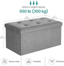 SONGMICS MAZIE Collection - 30 Inches Ottoman Storage Bench, 21 Gal. Folding Chest with Breathable Linen-Look Fabric, Load up to 660 lb, for Entryway, Living Room, Bedroom, Light Gray ULSF001G02 by CozyNest Decor