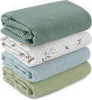 GLLQUEN BABY Muslin Swaddle Blankets for Girls Boy, 4-Pack Baby Blankets for Girl Boy, Newborn Receiving Blanket, Baby Swaddle Blanket Unisex, Baby Essentials, Registry & Gift, 40 x 38 inches by TinyTreasures Baby Boutique