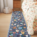 Floral 2x8 Area Rug Machine Washable Soft Print Boho Carpet Non Slip Doormat Low Pile Flower Area Rugs for Living Room Bedroom Nursery Kitchen Dining Room Indoor-Blue/Grey by TinyTreasures Baby Boutique