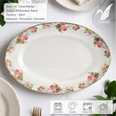Lynns Paradise Philomena 14-Inch Oval Platter, Set of 2, Pink; Heavy Duty; Chip Resistant; Lead and Cadmium Free; Freezer to Oven Safe up to 500°F by CozyNest Decor