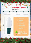 Brightown C7 Pure White LED Christmas Lights, 25Ft Vintage String Lights with 25+1 Plastic Bulbs, E12 Candelabra Base, Outdoor Retro Style Hanging Lights for Xmas Patio Fence Roofline Holiday by GreenHaven Gardens