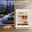 Tylza Beverage Refrigerator 24 Inch, Under Counter/Freestanding Drink Fridge, 190 Cans Beverage Cooler with Glass Door, Reversible Door, Low Noise, Quick Cooling - for Beer, Soda, ETC, White by CozyNest Decor