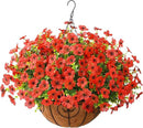 Artificial Faux Hanging Plants Flowers Basket Outdoor Porch Garden Spring Decoration, Fake Silk Daisy in Planter Realistic UV Resistant for Outside Home Patio Balcony Yard(Red) by GreenHaven Gardens
