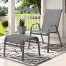 Outdoor Ottoman Set of 2, All Weather Outdoor Foot Stool with Supportive Textliene and Metal Frame, Stackable Oversized Outdoor Foot Rest for Furniture Patio Garden Pool, Grey by CozyNest Decor