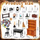 Rileryan 54 Pcs 1:12 Scale Magic Witchy House Kit Miniature Furnitures Accessories Mini Wooden Bookshelf Bookcase 30 Mini Books Desk Chair Halloween Decoration by CozyNest Decor