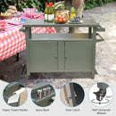 Domi Grill Carts Outdoor Storage Cabinet with Wheels, Metal Outdoor Grill Cart Kitchen Dining Table Cooking Prep BBQ Table for Patio, Kitchen Island, Home Party, Bar (Grey) by CozyNest Decor