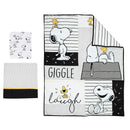 Lambs & Ivy Classic Snoopy White/Black/Gray 3-Piece Baby Crib Bedding Set by TinyTreasures Baby Boutique