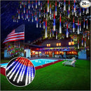 KNONEW 24 Tube Red White and Blue Meteor Shower Lights 4th of July Decorations,16 in 672 LEDs String Lights,52FT Plug in Waterproof Outdoor Lights for Independence Day House Tree Party Decor by GreenHaven Gardens