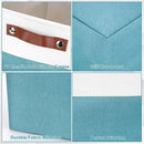 Large Fabric Storage Baskets | 50L Storage Bins, Decorative Linen Closet Baskets with Handles for Organizing, Shelf, Toys, Clothes, Home, Office, Nursery, 17x12x15Inches (Teal&White) by CozyNest Decor