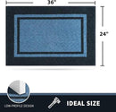 PURRUGS Dirt Trapping Door Mat 24" x 36", Non-Slip/Skid Machine Washable Entryway Rug, Shoes Scraper, Area Rug, Super Absorbent Welcome Mat for Muddy Wet Shoes and Paws, Light Blue & Navy by CozyNest Decor