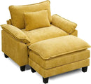 URRED Modular Sectional Sofa Comfy Cloud Couch, Modern Chenille Sofa Sleeper Deep Seat Couches with Ottoman/Pillows for Living Room (Yellow, 53''- Ottoman) by CozyNest Decor