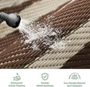GENIMO Outdoor Rug Waterproof for Patio, 10'x14' Foldable Reversible Plastic Straw Carpet for Travel Trailers, Outside Area Mat for Rv, Deck, Picnic, Porch, Camper, Balcony, Beach, Coffee & Beige by CozyNest Decor