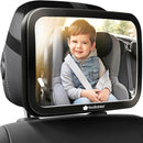 Large Shatterproof Baby Car Mirror, Backseat - Safety Car Seat Mirror for Baby Rear Facing, 360 Wide Crystal Clear View, Accessories for Removable Headrest, Easy Install & Adjustable (Sleek Black) by TinyTreasures Baby Boutique