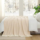 Snuggle Sac Cream Waffle Blanket for Couch Bed Sofa 60x80 inches, Reversible Beige Soft Throw Microfiber Fluffy Fuzzy Cozy Knit Twin Blanket for Women Mothers Birthday Gifts by CozyNest Decor