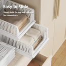 4 Pack Stackable Plastic Storage Basket Closet Organizer Bin Foldable Clothes Organizer Storage Drawer Shelf Container for Living Room Bathroom Kitchen Office (2L+2S) by CozyNest Decor