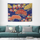 HZOHNAGO Japanese Tapestry Art Abstract Colorful Cherry Blossom Blue Background Pattern Printed Wall Tapestry Painting Wall Hanging for Bedroom Living Room Dorm 40" W x 30" H by CozyNest Decor