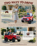24V 2 Seater Ride on Toys for Kids, Licensed Ford F-150 Raptor Kids Electric Vehicles w/Remote Control, Power Pedal and Durable Wheels, LED Lights, Bluetooth, Truck Bed Storage (Red) by TinyTreasures Baby Boutique