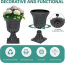 22" Timeless Urn Planters for Outdoor Plants, Set of 2 Plastic Large Flower Pot with Handmade Washed Black Finish, Weather-Resistant for Porch, Garden, Patio or Indoor Use by CozyNest Decor
