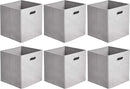 Amazon Basics Collapsible Cube Storage Organizer Bins, 6-Pack, 10.5 x 10.5 x 11 inches, Light Grey by CozyNest Decor
