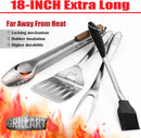 GRILLART BBQ Tools Grill Tools Set -18Inch Grilling Tools BBQ Set - Grill Accessories w/BBQ Tongs, Spatula, Fork, Brush- Stainless Grill Kit Grilling Set - Gift Ideas BBQ Accessories Gifts for Men Dad by GreenHaven Gardens