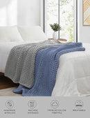 YnM Chunky Throw Blanket, Medium-Weight, Hand Knitted, Skin Friendly, Ventilated and Breathable, Machine Washable, Home Décor Piece for Couch, Sofa and Bed (Cerulean Blue, 60x80 Inch) by CozyNest Decor