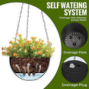 Hanging Baskets for Plants Outdoor - 2 Pack Black Plastic Solar Flower Pots with Drainage Holes & Removable Saucer, Self-Watering Hanging Planters for Garden, Porch, Balcony, Patio by CozyNest Decor