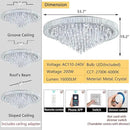 53.7'' Modern Chandeliers LED Dimmable Crystal Flush Mount Ceiling Chandeliers for Living Room High Ceiling Entrance Foyer Lobby Bedroom Silver by CozyNest Decor