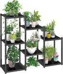 Simple Trending Plant Stand Indoor Outdoor, Heavy Duty Metal Waterproof 7 Tiered Plant Shelf for Multiple Flower Planter Holder Tall Large Rack, Black by GreenHaven Gardens
