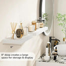 Fun Memories 16 Inch Floating Shelves - Deep Rustic White Wooden Wall Shelves - Extra Deeper & Thicker Wall Mounted Storage Shelf for Bedroom, Kitchen, Farmhouse - 2 Pack, Rustic White by CozyNest Decor