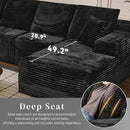 Modular Sectional Sofa Cloud Sectional Couch, 135" Comfy Fluffy L Shaped Black Couches for Living Room, Deep Seat Memory Foam Plush Corduroy Boneless Couch Sectionals with Right Facing Chaise Sofa by CozyNest Decor