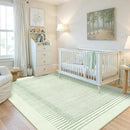 Wonnitar Washable Striped 5x7 Living Room Area Rug, Non-Slip Green Berber Stripe Rugs for Bedroom, Low Pile Soft Minimalist Floor Carpets for Kids Nursery Room Dining Room (Green,5' x 7') by CozyNest Decor