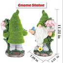 Garden Gnome Statue - Funny Gnome Decoration Hold Flower with Solar Crackle Glass Globe Lights, Resin Gnome Figurine Ornament for Patio Yard Lawn Porch Outdoor Decor by GreenHaven Gardens