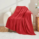 CozeCube Knit Throw Blanket,Christmas Red Checkered Bedroom Blanket for Couch,Soft Cozy Warm Knitted Blanket for Bed Sofa Living Room,Decorative Spring Fall Throw Blanket 60"X80",Christmas Red by CozyNest Decor