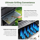 4-Burner Propane Gas BBQ Grill with Wheels, 40,000 BTU Output Stainless Steel Barbecue Grill for Backyard & Outdoor Cooking Easy Assembly, Foldable Side Tables & Spice Rack (Dark Black) by GreenHaven Gardens