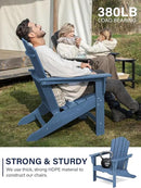 KINGYES HDPE Adirondack Chair, Classic All-Weather Adirondack Chairs, Outdoor Patio Adirondack Chair for Deck Lawn fire Pit, Navy by GreenHaven Gardens
