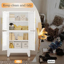 47.25" Metal Pantry Cabinet, Storage Cabinets with 4 Door and 2 Adjustable Shelves, White Bathroom Cabinet, Freestanding Cupboard for Kitchen Dining Living Room Bathroom by CozyNest Decor