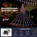 4th of July Decorations Lights, Red White Blue String Lights 320 LED 11.5 Ft Flag Stars Patriotic Light with Big Star Topper Waterproof 8 Light Modes for Indoor Outdoor Memorial Day Independence Day by GreenHaven Gardens