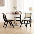 Accent Chair Dining Chairs Set of 2, Solid Wood Frame Boho Rattan Chair, Mid Century Modern Accent Chairs for Living Room Bedroom Dining Room Kitchen(Black) by CozyNest Decor