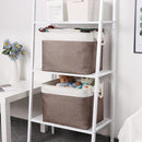 Bidtakay Large Storage Baskets with Handles for Organizing 16" x 11.8" x 11.8" Rustic Shelf Baskets [2-Pack] Foldable Clothes Baskets Fabric Collapsible Bins for Closet (White&Earthy Brown) by TinyTreasures Baby Boutique