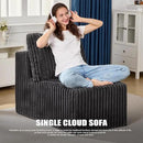 Single Sofa 1 Seat Couch with Deep Seat Memory Foam Cloud Chair with Pillows Large Sofa with L Shape for Living Room Bedroom (Strip Grey, Single) by CozyNest Decor
