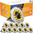 Biling Solar Outdoor Lights 12 Packs, Bright 12 LEDs Solar Ground Lights Waterproof, Flat Pathway Lights Solar Powered for Yard Walkway Garden Driveway (Warm White) by GreenHaven Gardens
