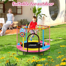 Pink Indoor Trampoline for Kids 2-5, 5ft Mini Indoor & Outdoor Small Toddler Trampoline with Net and Basketball Hoop by TinyTreasures Baby Boutique