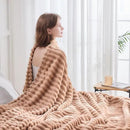 NEWCOSPLAY Super Soft Twin Blanket Taupe Premium Silky Flannel Fleece 3D Ribbed Jacquard Lightweight Bed Blanket All Season Use (Taupe Ribbed, Twin(60"x80")) by CozyNest Decor