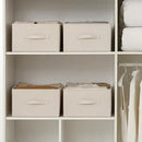 Linen Folding Storage Bins, 3 Pack Large Storage Baskets, Washable, Clothing Storage Bins with Handle, Closet Organizer for Storage Sweater,Sheets(Beige, 18½"x13½"x8½") by CozyNest Decor